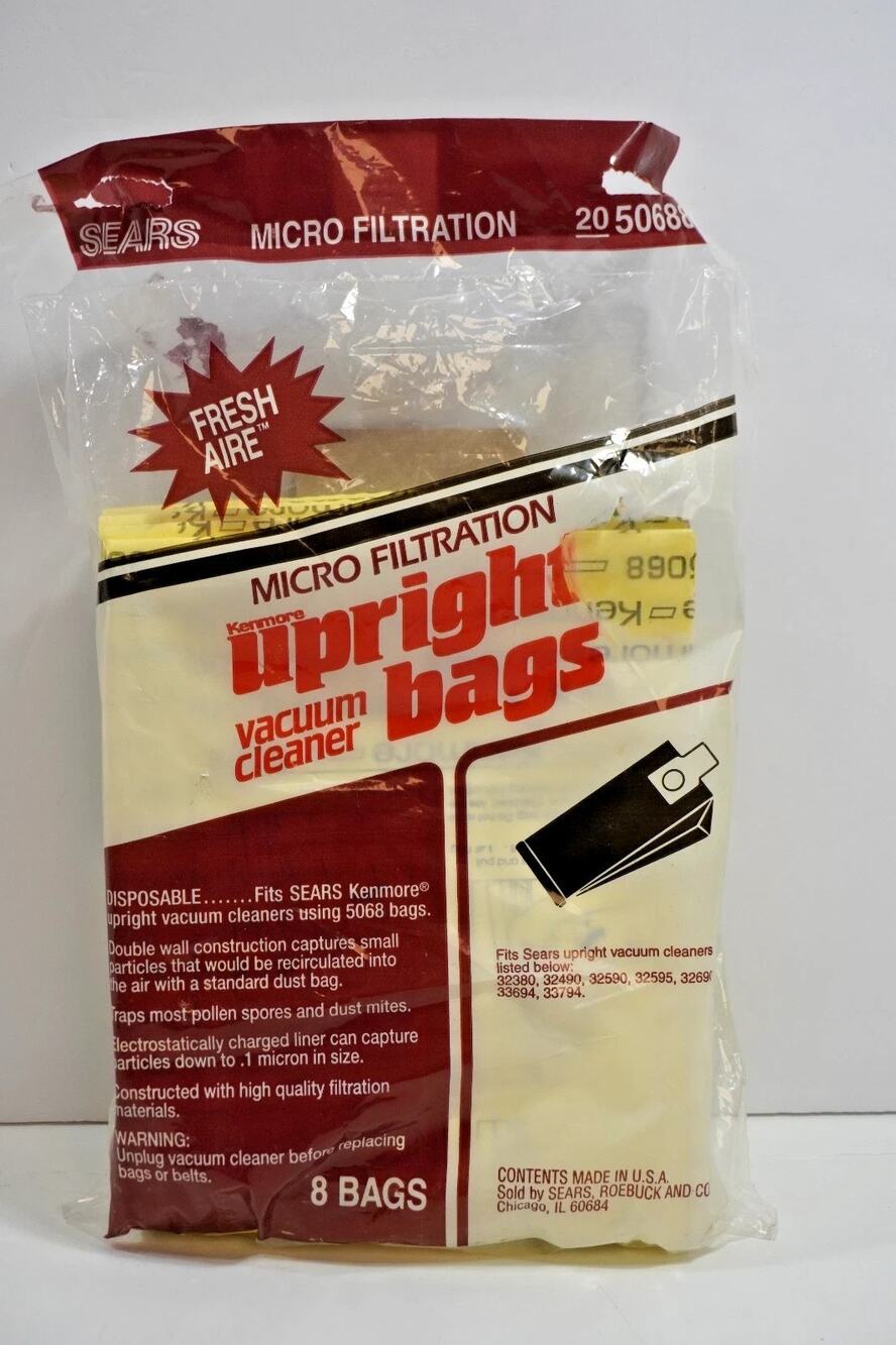 Sears Kenmore 8 Upright Vacuum Clean Bags Micro Filtration 20-50688 Disposable